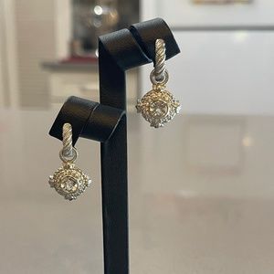 Judith Ripka 925 Sterling Silver Hoop earring with charm